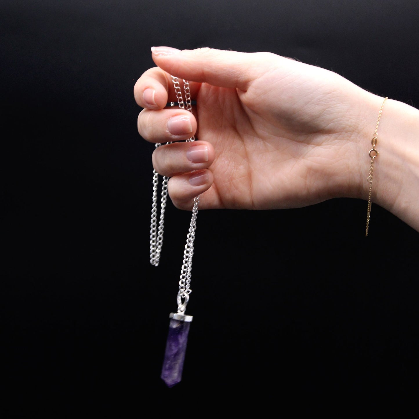Colgante de Punto Clásico de Piedras Preciosas - Amatista