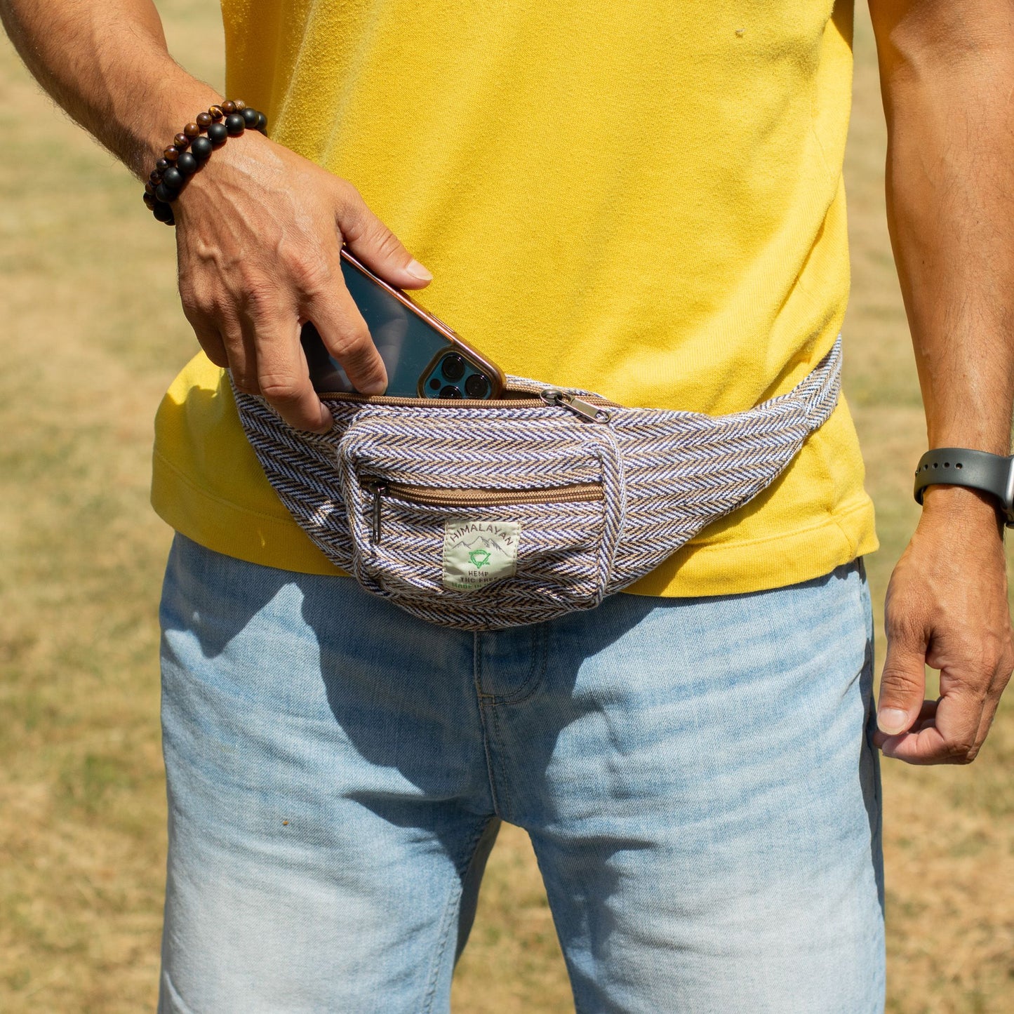 Bolso Tipo Cinturón de Estilo Cáñamo y Algodón (o Riñonera) - Azul