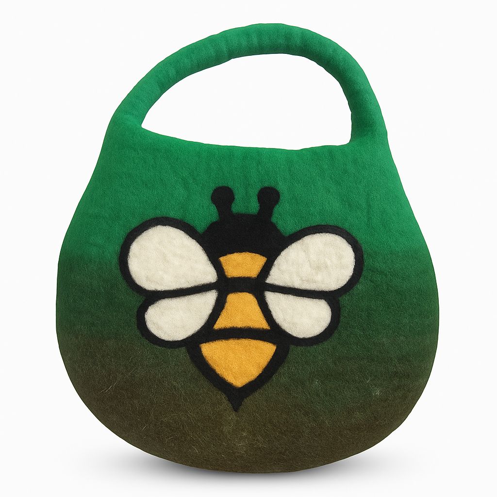 Bolsa de abejas de fieltro al agua - Un asa con imán - Tonos Verdes