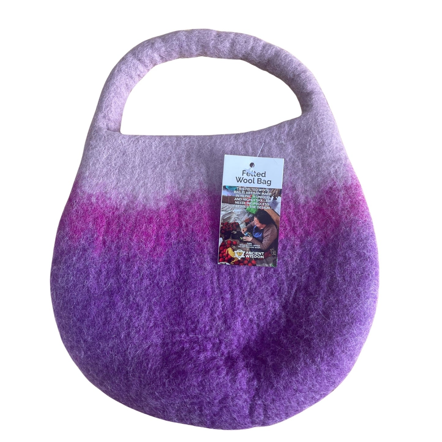 Bolso de abejas de fieltro al agua - Un asa con imán - Tonos lavanda