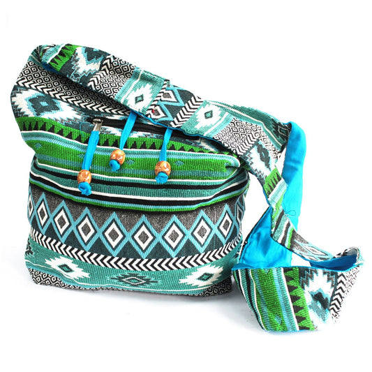 Bolso Jacquard - Bolso Estudiantil Verde Azulado