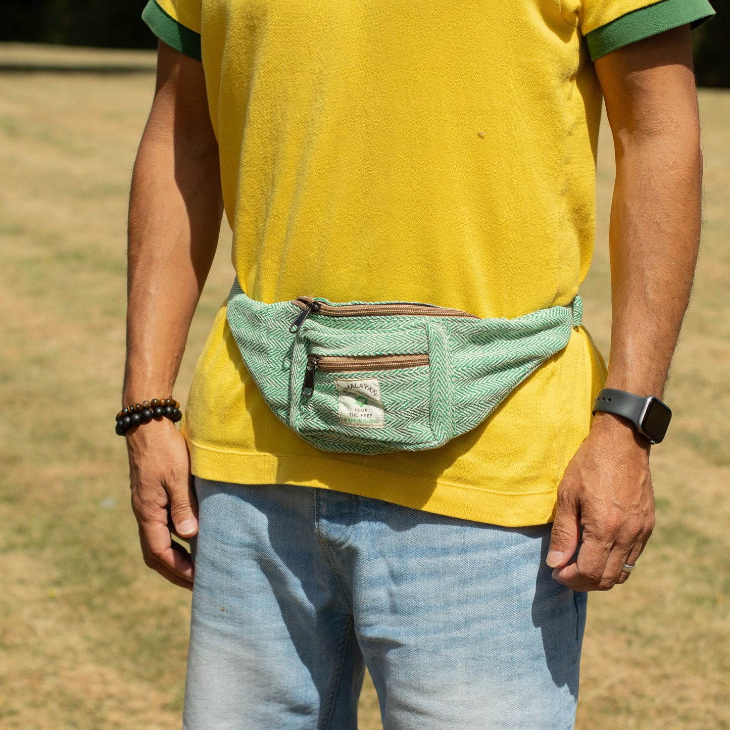 Bolso Tipo Cinturón de Estilo Cáñamo y Algodón (o Riñonera) - Salvia