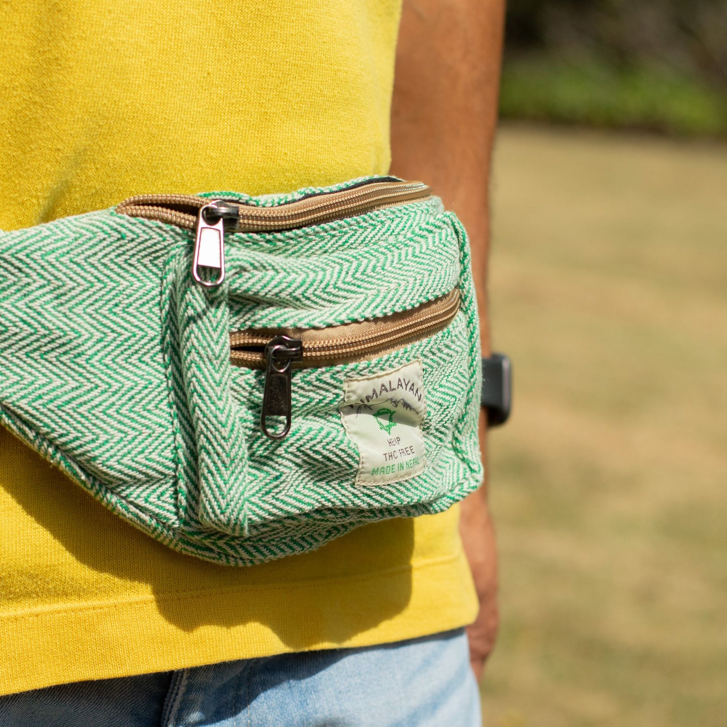 Bolso Tipo Cinturón de Estilo Cáñamo y Algodón (o Riñonera) - Salvia