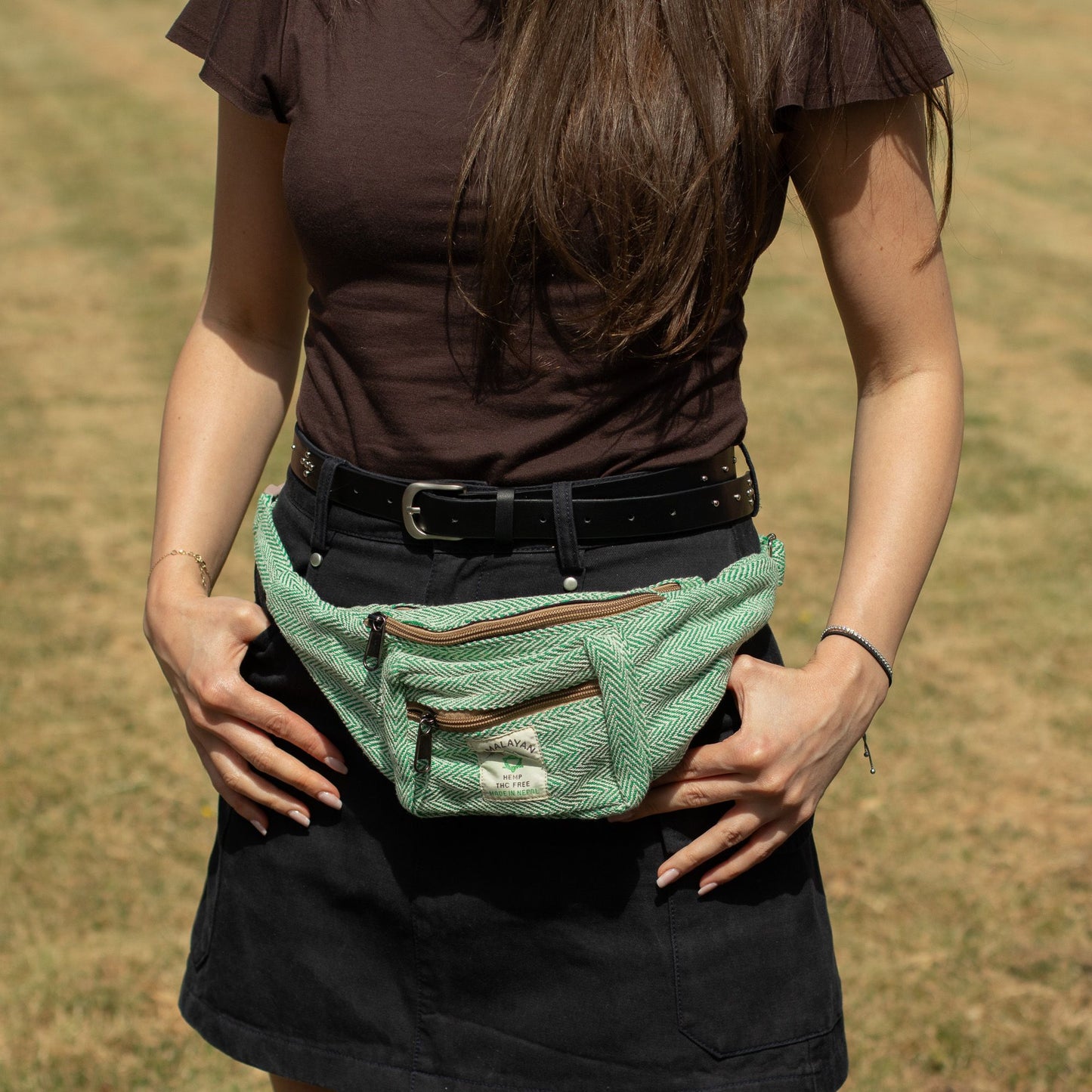 Bolso Tipo Cinturón de Estilo Cáñamo y Algodón (o Riñonera) - Salvia