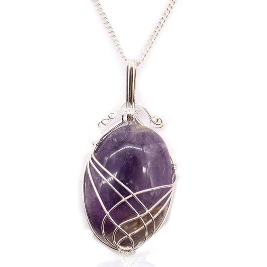Collar de gemas envueltas en espiral - Amatista