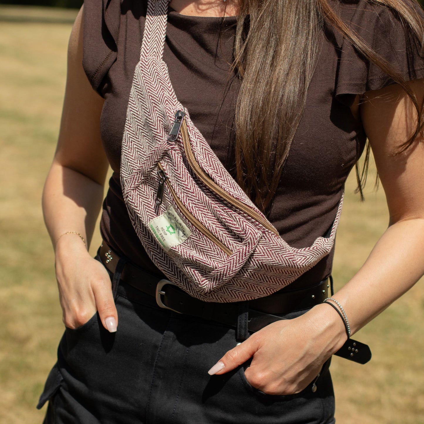 Bolso Tipo Cinturón de Estilo Cáñamo y Algodón (o Riñonera) - Vino
